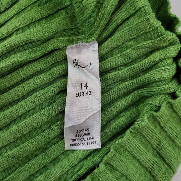 BHS Vibrant Green Ribbed Blouse with Long Sleeves Size 14 - Picture 6 of 8